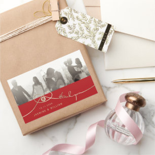 Gold Knot Double Happiness Chinesisches Hochzeitsf Rechteckiger Aufkleber