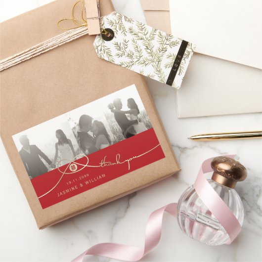 Gold Knot Double Happiness Chinesisches Hochzeitsf Rechteckiger Aufkleber (Schenken)