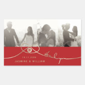 Gold Knot Double Happiness Chinesisches Hochzeitsf Rechteckiger Aufkleber (Vorderseite)