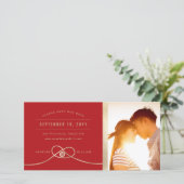 Gold Knot Double Happiness Chinesisches Hochzeitsf Save The Date (Stehend Vorderseite)
