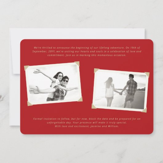 Gold Knot Double Happy Chinesisches Wediding-Foto Save The Date (Rückseite)