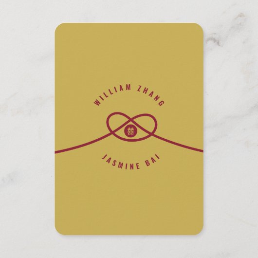 Gold Knot Gewerkschaft Doppeltes Glück Chinesische Begleitkarte (Rückseite)