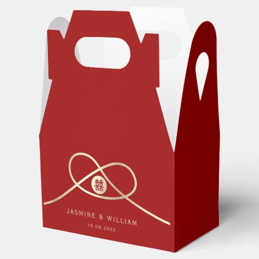 Gold Knot Gewerkschaft Doppeltes Glück Chinesische Geschenkschachtel (Geöffnet)