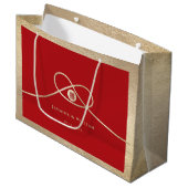 Gold Knot Gewerkschaft Doppeltes Glück Chinesische Große Geschenktüte (Vorderseite Schrägansicht)