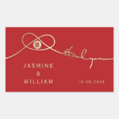 Gold Knot Gewerkschaft Doppeltes Glück Chinesische Rechteckiger Aufkleber (Vorderseite)