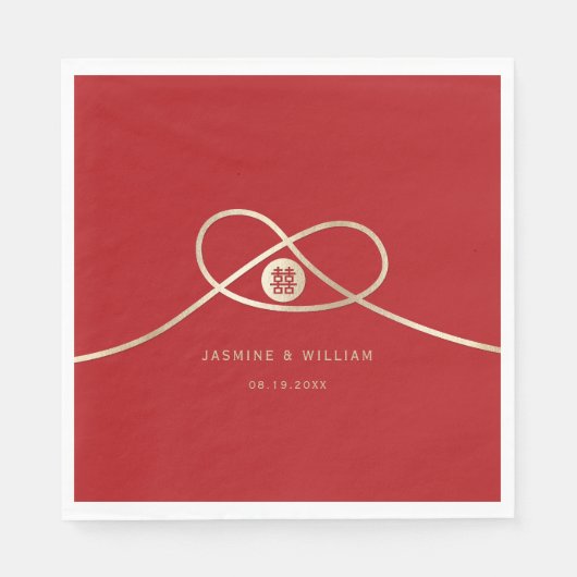 Gold Knot Gewerkschaft Doppeltes Glück Chinesische Serviette (Vorderseite)