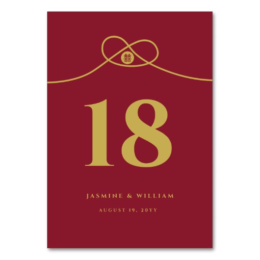 Gold Knot Gewerkschaft Doppeltes Glück Chinesische Tischnummer (Vorderseite)