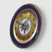Gold, Kobalt Blau und Blumenantik Große Wanduhr (Winkel)