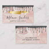 Gold Koch Knife | Rosa Marmor und Icing Visitenkarte (Vorne/Hinten)