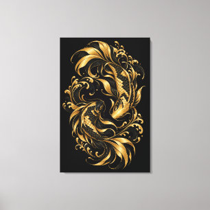 Gold Koi-Fisch umwickelte Leinwand