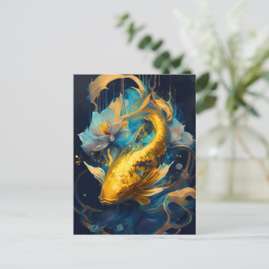 Gold Koi: Postkarte (Stehend Vorderseite)