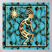 Gold Kokopelli, die das Plakat der Flute spielen (Vorne)