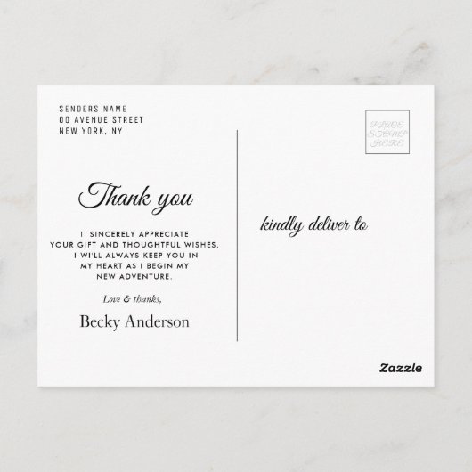 gold konfetti Abschluss Foto vielen Dank Postkarte (Rückseite)