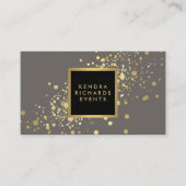 Gold Konfetti auf moderner grauer Visitenkarte (Vorderseite)