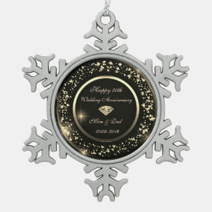 Gold Konfetti Diamant 50. Hochzeitstag Schneeflocken Zinn-Ornament