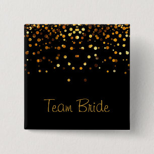 Gold Konfetti Glitter Faux Folie Schwarz Team Brau Button