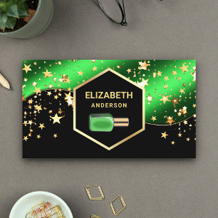 Gold Konfetti Limettengrüner Nagellack Maniküre Visitenkarte