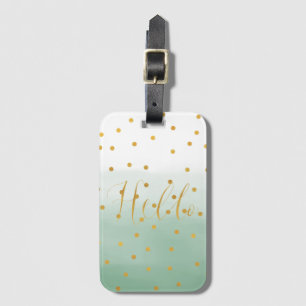 Gold Konfetti Mint Wasserfarbe Hallo Gepäckanhänger
