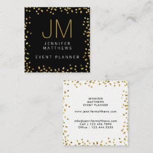 Gold Konfetti Moderne Monogramm Eventplaner Quadratische Visitenkarte