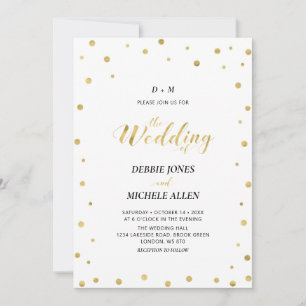 Gold Konfetti   Moderne Typografie Hochzeitszeremo Einladung