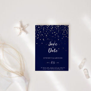 Gold Konfetti Navy Hochzeit Save The Date Gold Folieneinladung