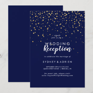 Gold Konfetti   Nur Navy-Hochzeitsempfang Einladung