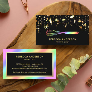 Gold Konfetti Regenbogen Schneebesen Gebäck Kondit Visitenkarte
