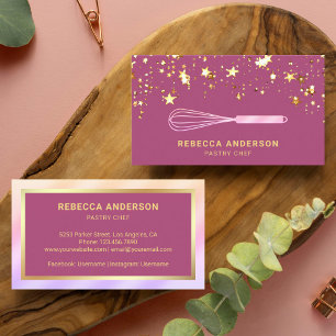 Gold Konfetti Rosa Quaste Gebäck Konditor Bäckerei Visitenkarte