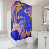 Gold, königsblau, Marmor, natürlich, wirbelnd, ste Duschvorhang (Beispiel)