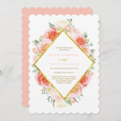 Gold, Koralle, Pfirsich und rosa Einladung (Vorne/Hinten)