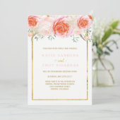 Gold, Koralle, Pfirsich und rosa Einladung (Stehend Vorderseite)