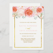 Gold, Koralle, Pfirsich und rosa Einladung (Vorne/Hinten)