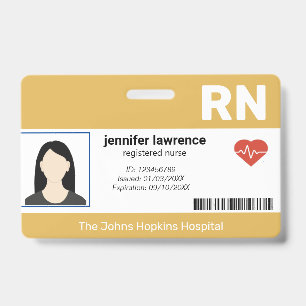 Gold   Krankenhaus-Mitarbeiterfoto , Barcode-ID Ausweis