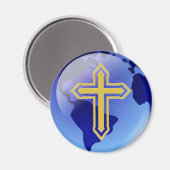 Gold Kreuz und Erde Magnet (Vorderseite/Rückseite)