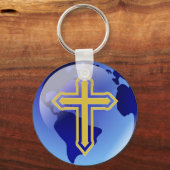 Gold Kreuz und Erde Schlüsselanhänger (Vorderseite)