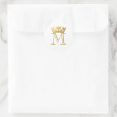 Gold Krone Monogramm Runder Aufkleber (Tasche)
