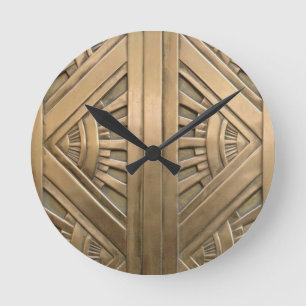 Gold, Kunst nouveau, Kunst-Deko, Vintag, Chic, Runde Wanduhr