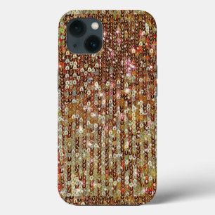 Gold-Kupfer-Glitzer-Pailletten-Muster iPhone 13 Hülle