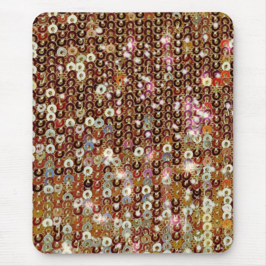 Gold Kupfer Glitzer Pailletten Muster Mousepad (Vorne)