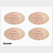 Gold Kupfer Glitzer Save the Date Danke, dass Sie  Ovaler Aufkleber (Blatt)