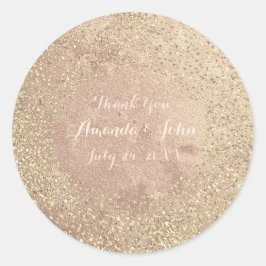 Gold Kupfer Glitzer Save the Date Danke Runde Runder Aufkleber