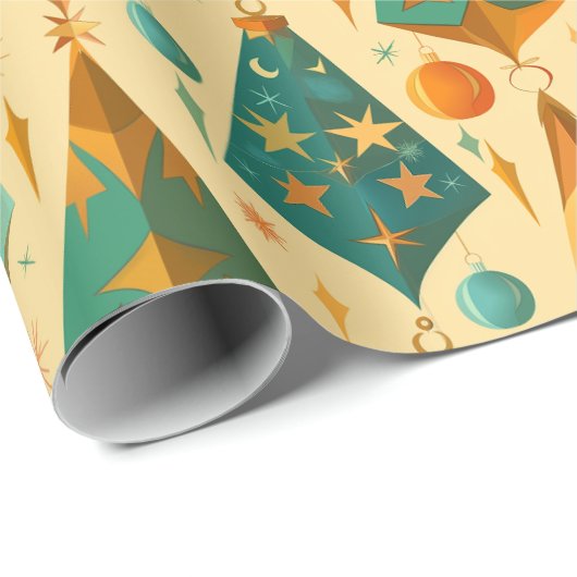 Gold Kupfer Retro Mitte Jahrhundert Moderne Weihna Geschenkpapier (Rolleneckpunkt)