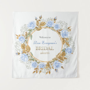 Gold-Küssende Blaue Rosen-Hochzeit Wandteppich