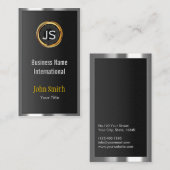 Gold Label Chrome Metal Frame Dunkle Business Card Visitenkarte (Vorne/Hinten)