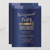 Gold Label Navy Blue Retirement Party Einladungen (Vorne/Hinten)