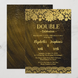 Gold Lace Adult Double Joint Birthday Party Einladung