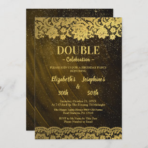 Gold Lace Adult Double Joint Birthday Party Einladung