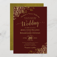 Gold Lace Auburn Brown Elegant Festliche Hochzeit