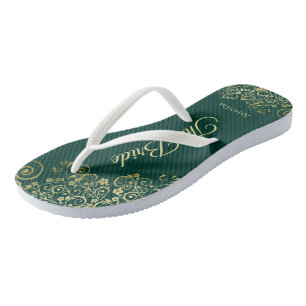 Gold Lace auf Emerald Green The Bride Wedding Badesandalen