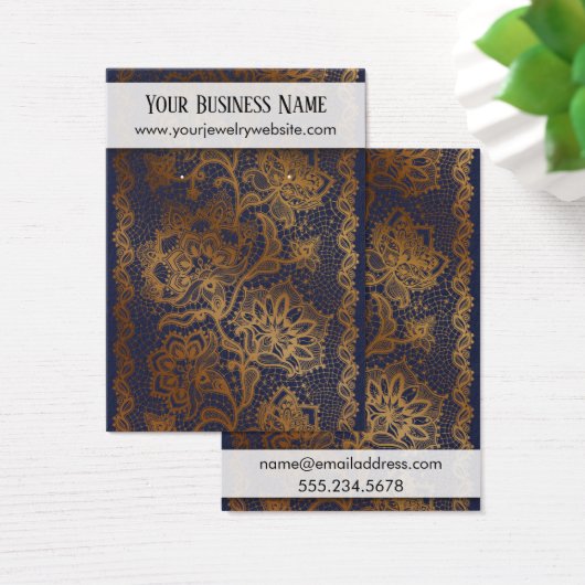 Gold Lace auf Navy Oring Holder Display Cards (Schreibtisch)